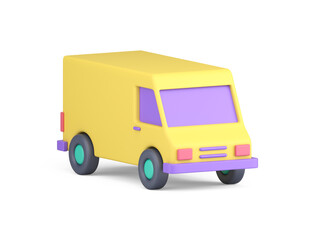 Yellow van automobile cargo goods transportation front side view realistic 3d icon