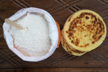 Turkish Bread 'Bazlama'and Flour Photo, Uskudar Istanbul, Turkey