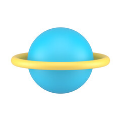 Cosmic planet with ring orbit galaxy astronomy solar system exploration 3d icon