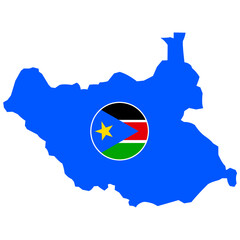 South sudan map with flag on white background. Vector illustration