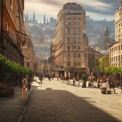 Fototapeta premium Traditional Cityscape That Inspires Wanderlust k realistic highly detailed