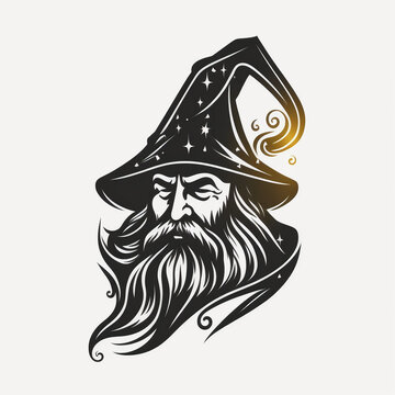 Old wizard for logo or design. Created with Generative AI Technology