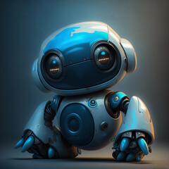 Naklejka premium A cute little robot companion for kids. 