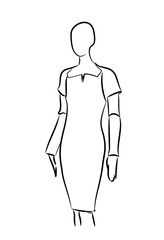 Modern fashion dress design sketches. 