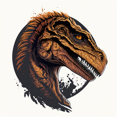 Velociraptor dinosaur vector for logo or design. Generative AI