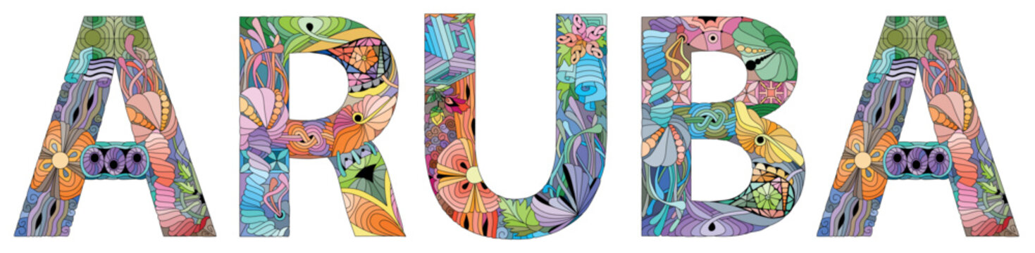 Aruba is a constituent country of the Kingdom of the Netherlands physically located in the mid-south of the Caribbean Sea. Vector decorative zentangle object