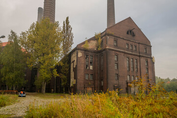 Fototapeta na wymiar Old abandoned historic Art Nouveau factory power plant in Eastern Europe Szombierki