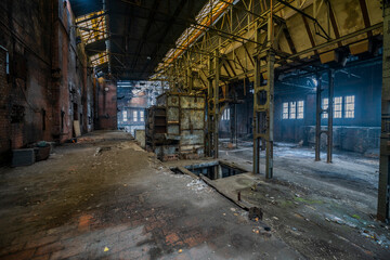 Old abandoned historic Art Nouveau factory power plant in Eastern Europe Szombierki
