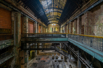 Old abandoned historic Art Nouveau factory power plant in Eastern Europe Szombierki