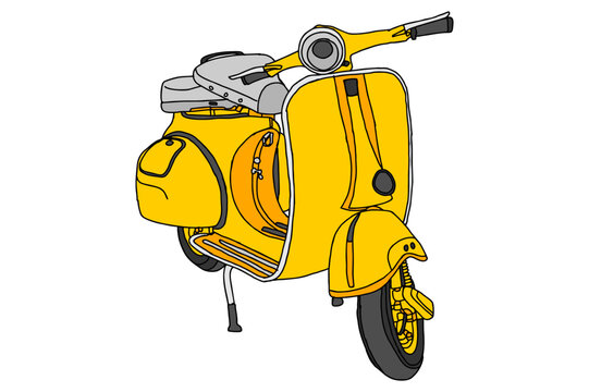 Parked Yellow Vespa Motorbike