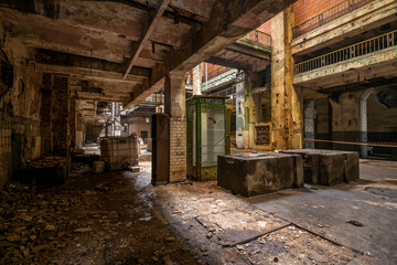 Fototapeta na wymiar Old abandoned historic Art Nouveau factory power plant in Eastern Europe Szombierki