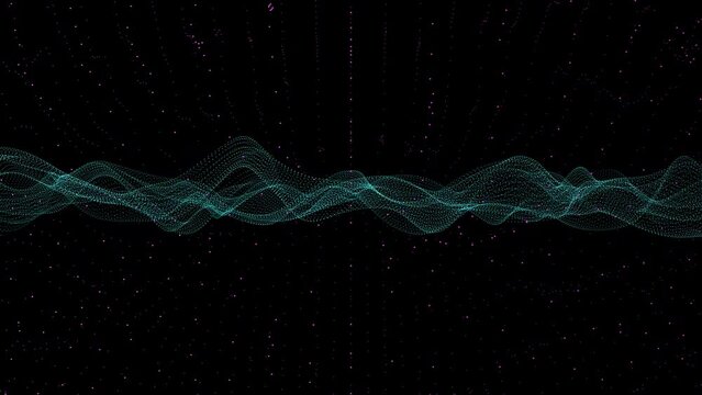 abstract colorful wave line pattern dots, particles technology modern smoke black background