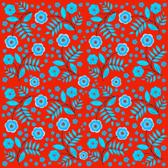 満開の花の壁紙イラスト、花模様のシームレスパターン、小花模様のリピートパターン、花模様の背景イラスト