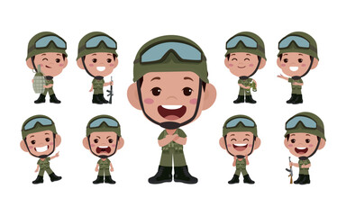 Set of soldier with different poses