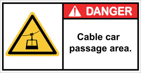 cable car, cable car passing area.,Sign danger