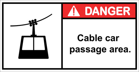 cable car, cable car passing area.,Sign danger