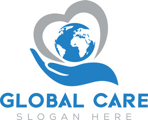 Global care or charity logo design vector templates