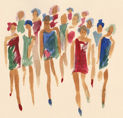 Fototapeta premium fashion models on the catwalk in fashionable dresses