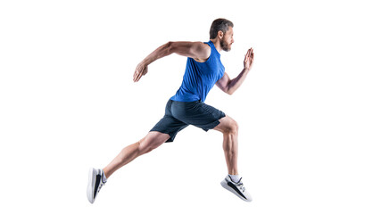 energetic sportsman runner running in studio. sportsman runner running wearing sportswear.