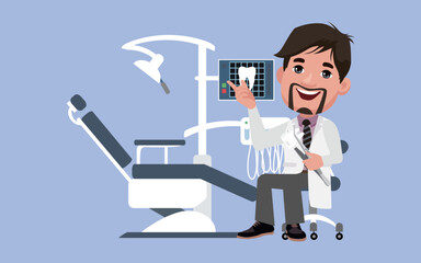 Doctor with different poses. vector