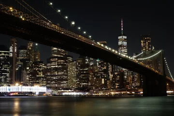 Badkamer foto achterwand Brooklyn bridge at night © travellingdede
