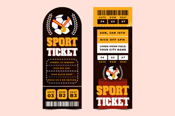 Football tournament sport event ticket design template simple and elegant design