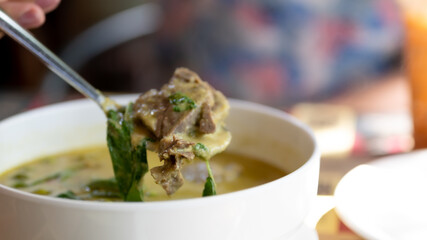 Close up muslim food Roti curry