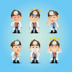 Doctor with different poses. vector