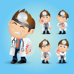 Doctor with different poses. vector