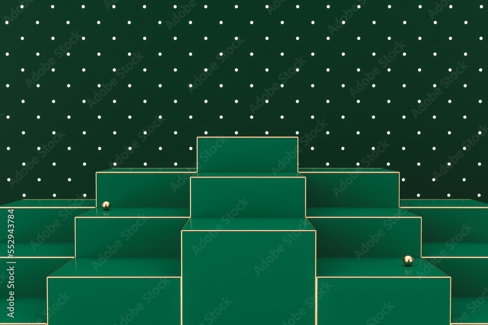 Aufkleber winter christmas background with a podium stage for product display. 3d rendering.