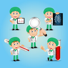 Doctor with different poses. vector-
