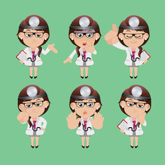 Doctor with different poses. vector