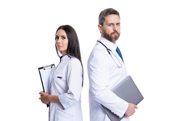 doctor and internist isolated on white background. doctor with internist in studio.