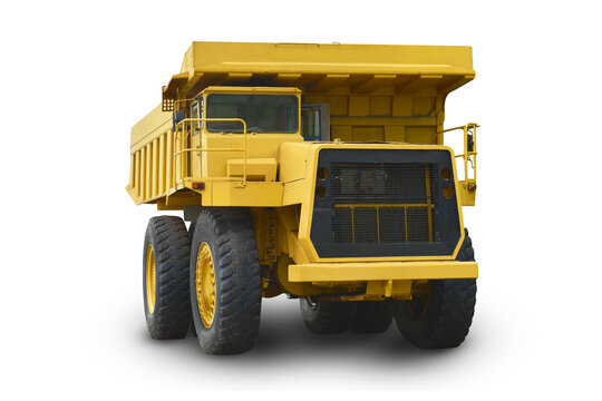 Yellow Truck Isolated On White Background. This Has Clipping Path.