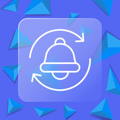 Notification line icon. Alarm clock, message, notification, bell, alarm jingle, ringtone, call. Sound concept. Glassmorphism style. Vector line icon