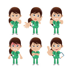 Doctor with different poses. vector