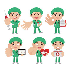 Doctor with different poses. vector-
