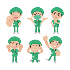 Doctor with different poses. vector-
