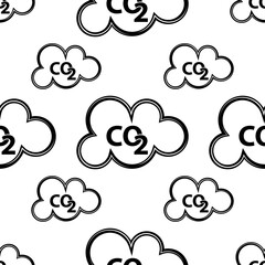 Co2 Emissions Icon Seamless Pattern, Carbon Dioxide Emissions Icon