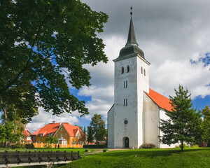 Fototapeta na wymiar Vie to the medieval church in the historic centre of Viljandi, Estonia