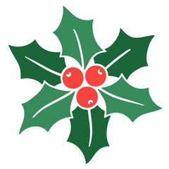 Christmas holly leaves and berries