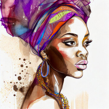 Portrait of a African Woman, Generative AI Art Illustration