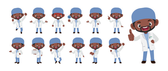 Fototapeta premium Doctor with different poses. vector- 