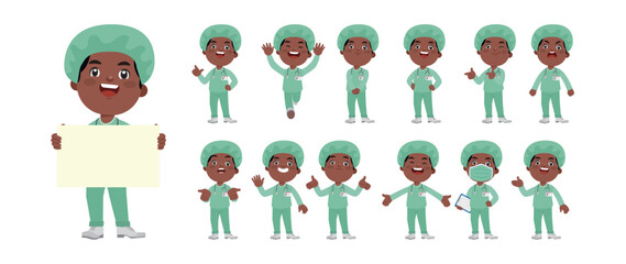 Doctor with different poses. vector-
