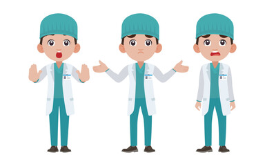 Set of doctor with different poses