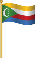Flag of Comoros,Comoros flag Golden waving isolated vector illustration eps10.
