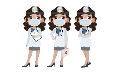 Doctor with different poses. vector-
