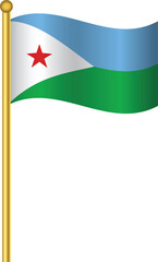 Flag of Djibout,Djibout flag Golden waving isolated vector illustration eps10.