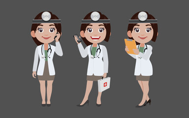 Doctor with different poses. vector-
