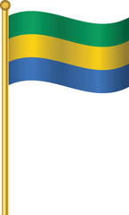 Flag of Gabon, Gabon flag Golden waving isolated vector illustration eps10.